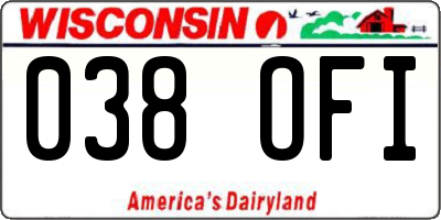 WI license plate 038OFI