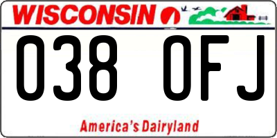 WI license plate 038OFJ