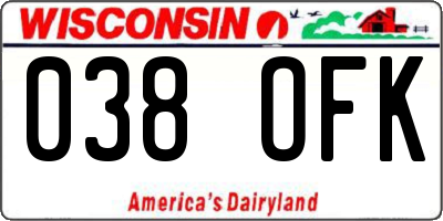 WI license plate 038OFK