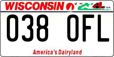 WI license plate 038OFL