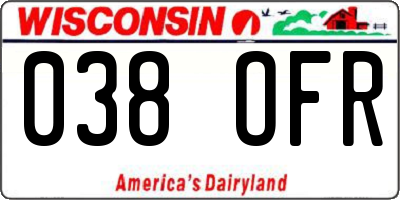 WI license plate 038OFR