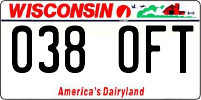 WI license plate 038OFT
