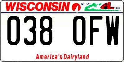 WI license plate 038OFW