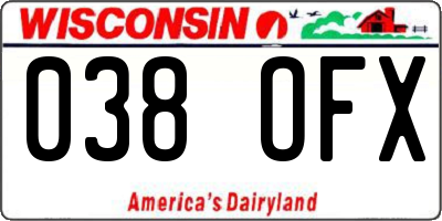 WI license plate 038OFX