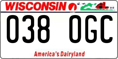 WI license plate 038OGC