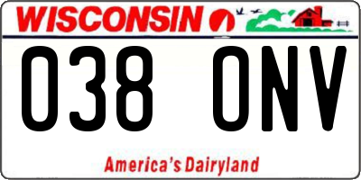 WI license plate 038ONV