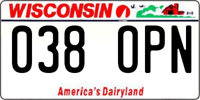 WI license plate 038OPN