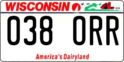 WI license plate 038ORR