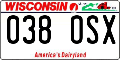 WI license plate 038OSX