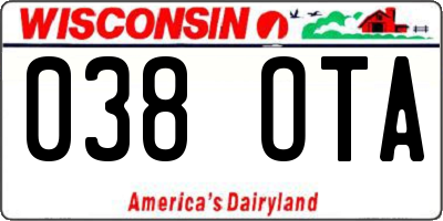 WI license plate 038OTA
