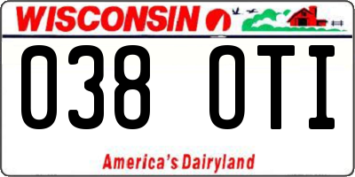WI license plate 038OTI