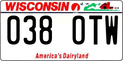 WI license plate 038OTW