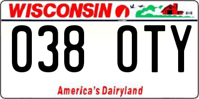 WI license plate 038OTY