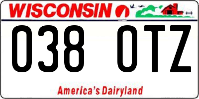 WI license plate 038OTZ