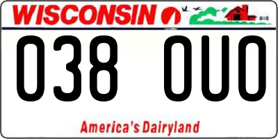 WI license plate 038OUO
