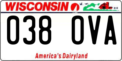 WI license plate 038OVA