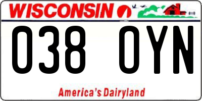 WI license plate 038OYN
