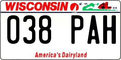 WI license plate 038PAH