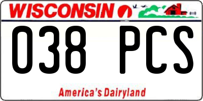 WI license plate 038PCS