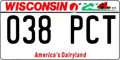 WI license plate 038PCT