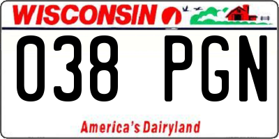 WI license plate 038PGN