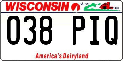 WI license plate 038PIQ