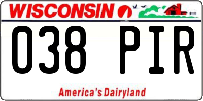 WI license plate 038PIR