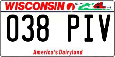 WI license plate 038PIV