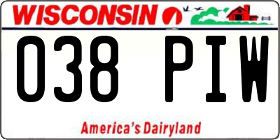 WI license plate 038PIW