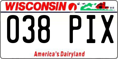 WI license plate 038PIX