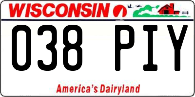 WI license plate 038PIY