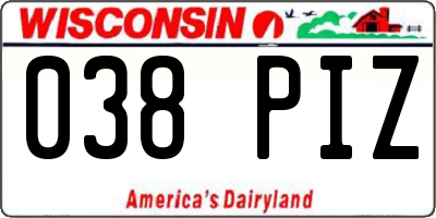 WI license plate 038PIZ