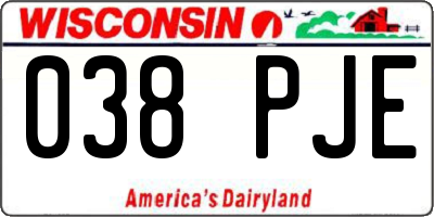 WI license plate 038PJE