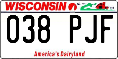 WI license plate 038PJF