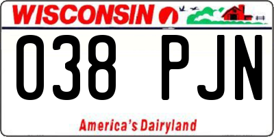 WI license plate 038PJN