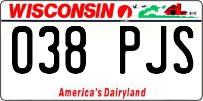 WI license plate 038PJS