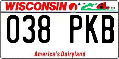 WI license plate 038PKB