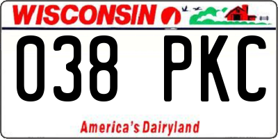 WI license plate 038PKC