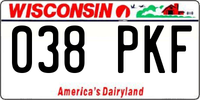 WI license plate 038PKF