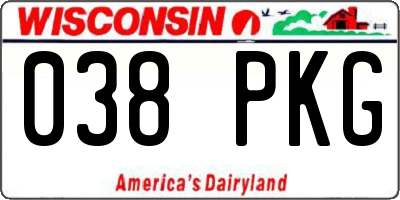 WI license plate 038PKG