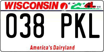 WI license plate 038PKL