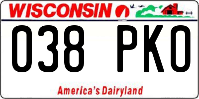 WI license plate 038PKO