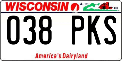 WI license plate 038PKS