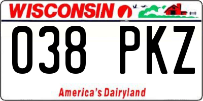 WI license plate 038PKZ