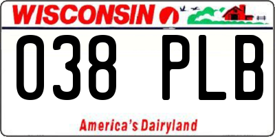 WI license plate 038PLB