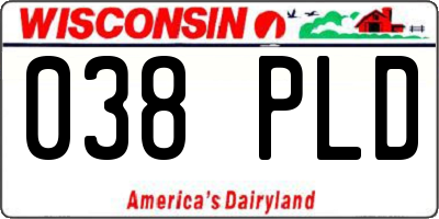 WI license plate 038PLD