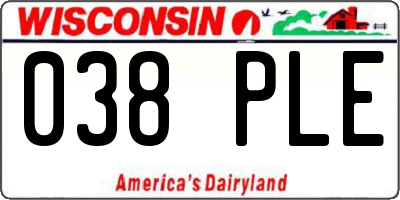 WI license plate 038PLE