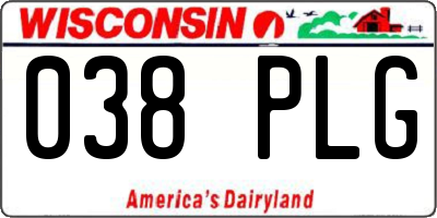 WI license plate 038PLG