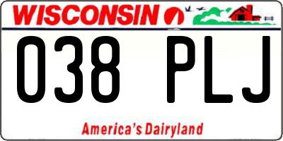 WI license plate 038PLJ