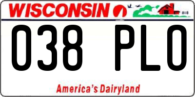 WI license plate 038PLO